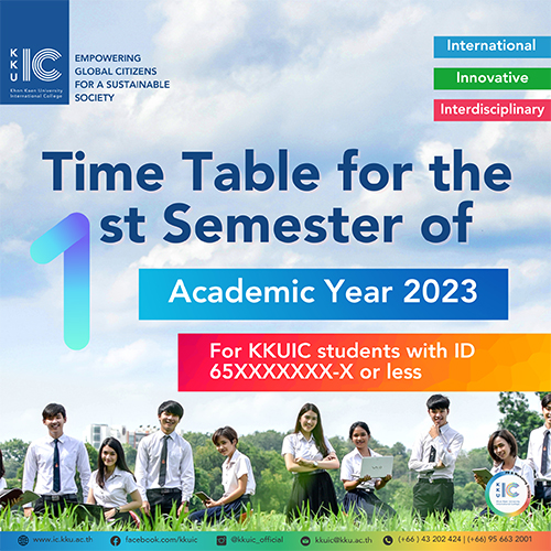 Time Table for the Semester 1, Academic Year 2023