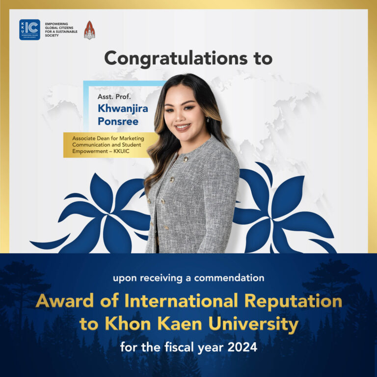 Asst. Prof. Khwanjira Ponsree, Receives International Reputation Award for Fiscal Year 2024